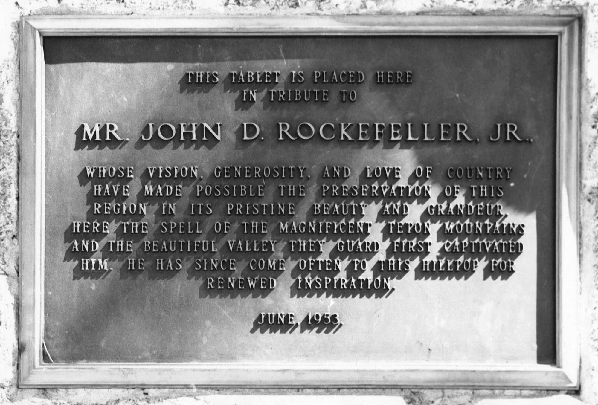 John D. Rockefeller Memorial Plaque (U.S. National Park Service)