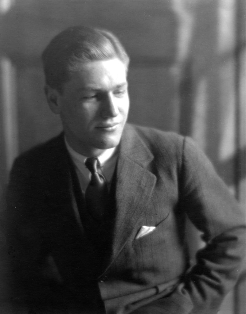 Black and white portrait of Nelson Rockefeller.