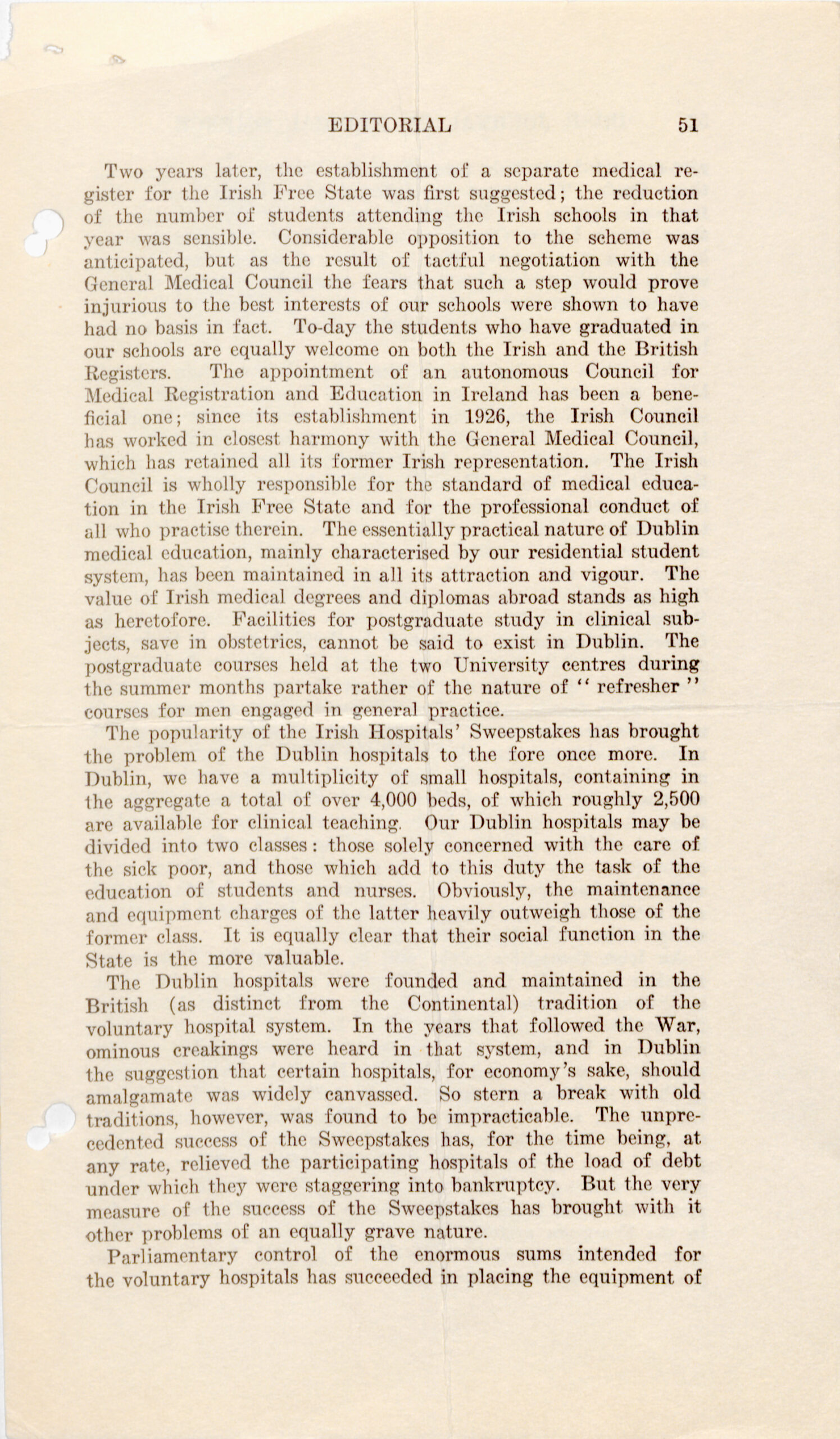 Series of documents from the Irish Journal of Medical Science, 1932. Page three of four.