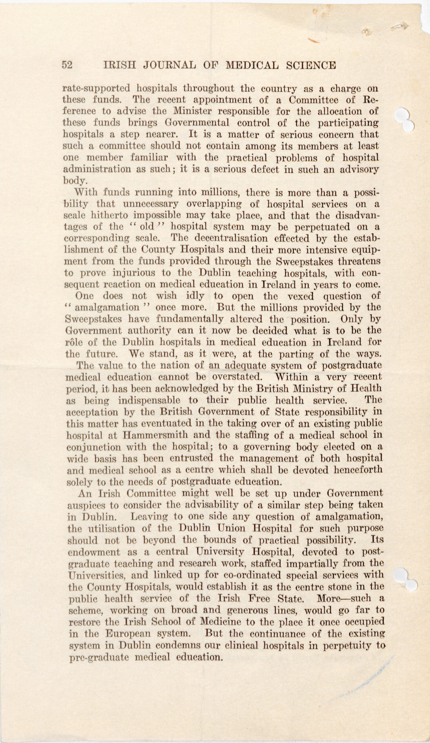 Series of documents from the Irish Journal of Medical Science,1932. Page four of four.