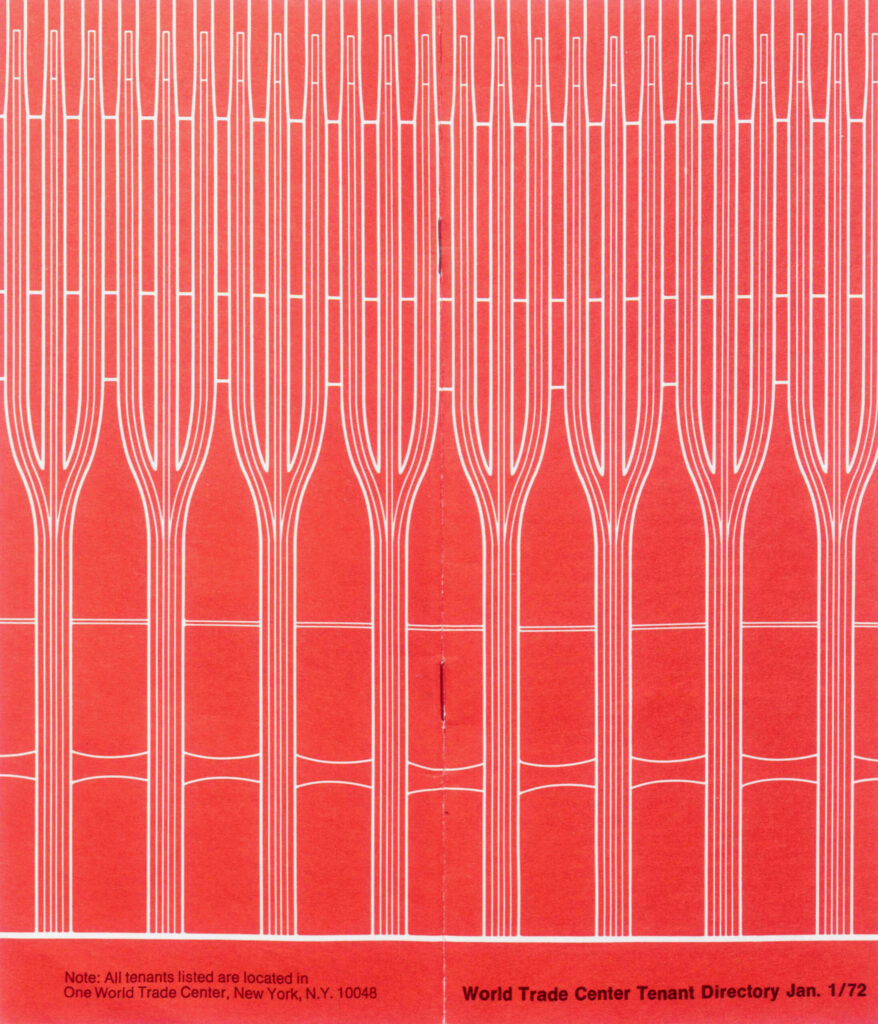 Red, black and white Tenant Directory for the World Trade Center, dated January 1972